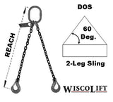 Grade 100 Chain Sling (DOS), 2-Leg, Cap 7400-39,100 Lbs - WiscoLift, Inc.