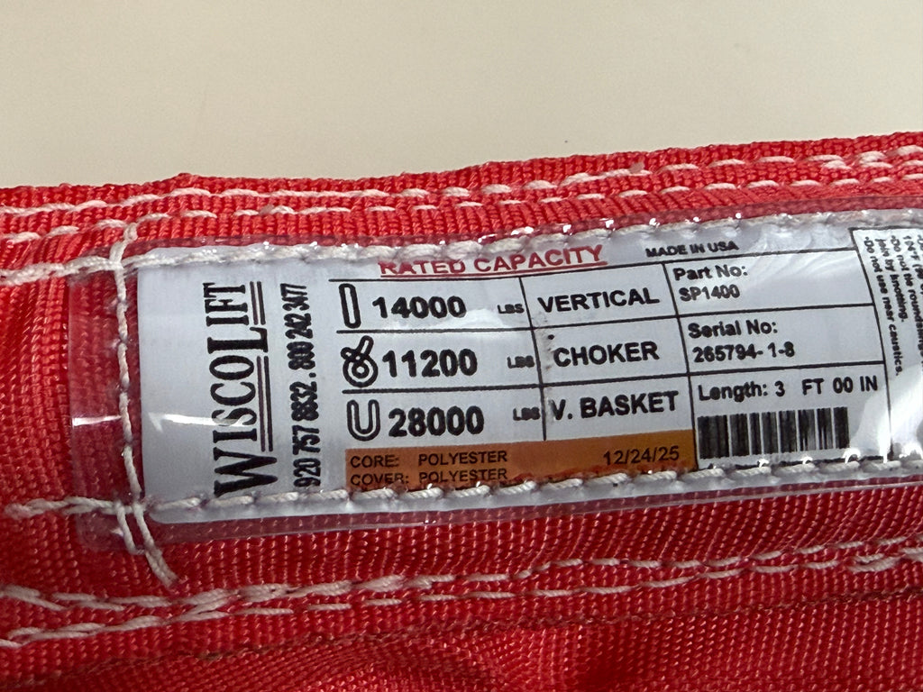 Closeout: Red Polyester Round Sling, 3 ft — 14,000 lb Vertical