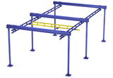 Gorbel bridge crane with 1000 lb capacity crane for warehouse in blue and yellow steel frame