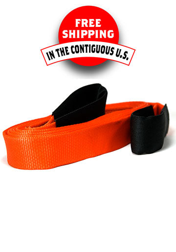 WiscoLift 2-ply tow strap 40000 lbs heavy-duty orange recovery strap with black loops