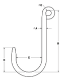 Alloy Steel Foundry Hook, Long Reach, Capacities 500-2500 Lbs - WiscoLift, Inc.