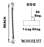 Grade 100 Chain Sling (SGG), 1-Leg, Cap 4300-22,600 Lbs - WiscoLift, Inc.