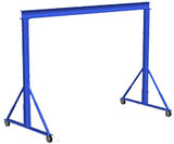 Gorbel adjustable gantry crane 2 ton in blue with sturdy frame and wheels for mobility