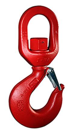 Pewag red alloy swivel hook with latch for secure lifting and rigging applications