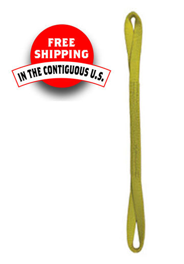 WiscoLift web sling boulder lifting strap twisted eye in yellow with free shipping in the contiguous US