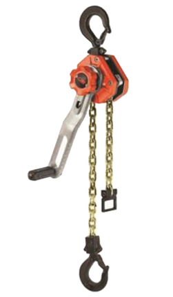 CM chainfall lever hoist 1650 lbs with metal hooks and a hand lever for lifting heavy loads