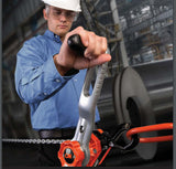 CM chainfall lever hoist 1650 lbs being operated by a worker in a blue shirt and white helmet