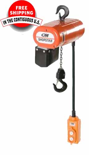 CM electric chain hoist single phase with remote control and heavy-duty lifting hooks
