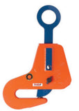 Crosby H-Beam lifting clamp in orange and blue designed for secure plate lifting