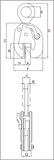 Technical drawing of Crosby shipbuilding lifting clamps showing detailed measurements and design