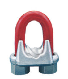 Crosby Wire Rope Clip with red U-bolt and silver saddle for securing wire ropes