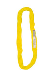 WiscoLift endless round slings for lifting in bright yellow fabric with safety label