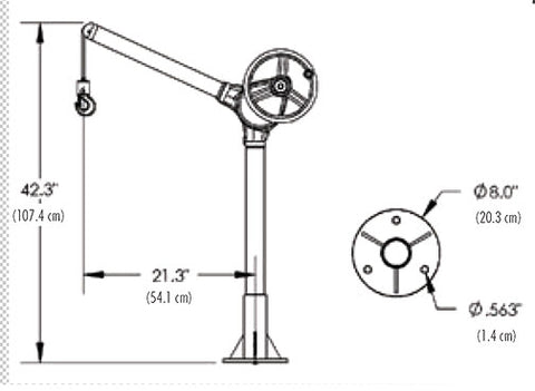 Syclone Attco Service ergonomic lifting device Yellow Sky Hook with crank handle and motor hoist