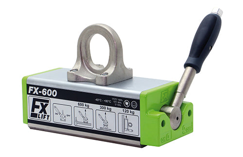 Industrial Magnetics FX-600 universal lift magnet for material handling with lever handle and lifting eye