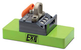 Industrial Magnetics FXE series lifting magnet with green base and metal lifting eye for heavy-duty use
