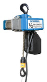 Gorbel electric chain hoist 1 phase with 1/2 ton capacity and heavy-duty lifting hooks