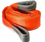 WiscoLift heavy duty recovery strap in bright orange with reinforced looped ends for vehicle towing