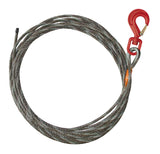 Heavy duty winch cable 50 feet with red safety hook from Wrecker Supply USA