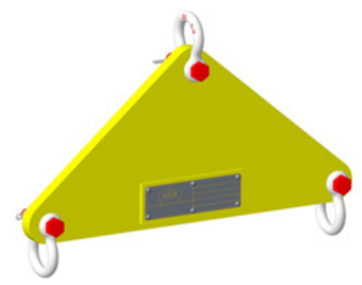 MW yellow shackle top lifting beam for material handling with sturdy metal construction and hooks