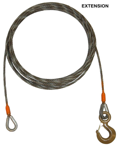 Industrial winch extension cable 35 feet by Wrecker Supply USA with metal hook and loop ends