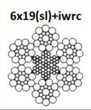 Diagram of Weisner 6x19 sl plus iwrc material handling wire rope construction