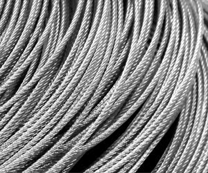 Weisner close-up of durable material handling wire rope with tightly twisted steel strands