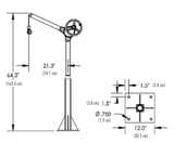 Diagram of Syclone Attco Service sky hook floor mount crane with detailed measurements and dimensions