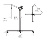 Technical drawing of Sky Hook mobile base lifter by Syclone Attco Service showing dimensions and design