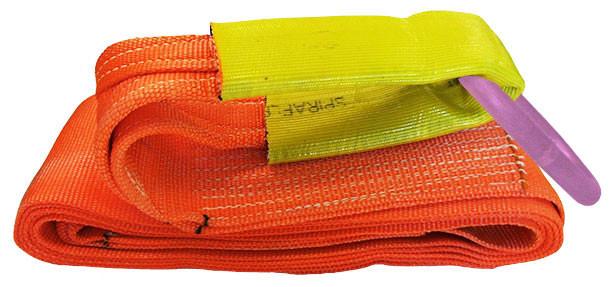WiscoLift super duty recovery straps in bright orange with yellow and purple loop handles