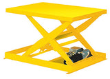Econo Lift yellow light duty lift table with scissor design for easy lifting and positioning